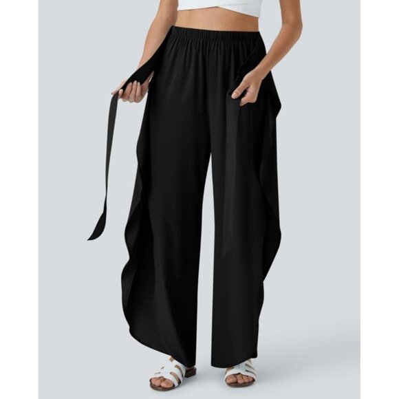 Halara Breezeful High Waisted Tie Front Palazzo Flowy Casual Pants Sz Medium Wom - Picture 11 of 16